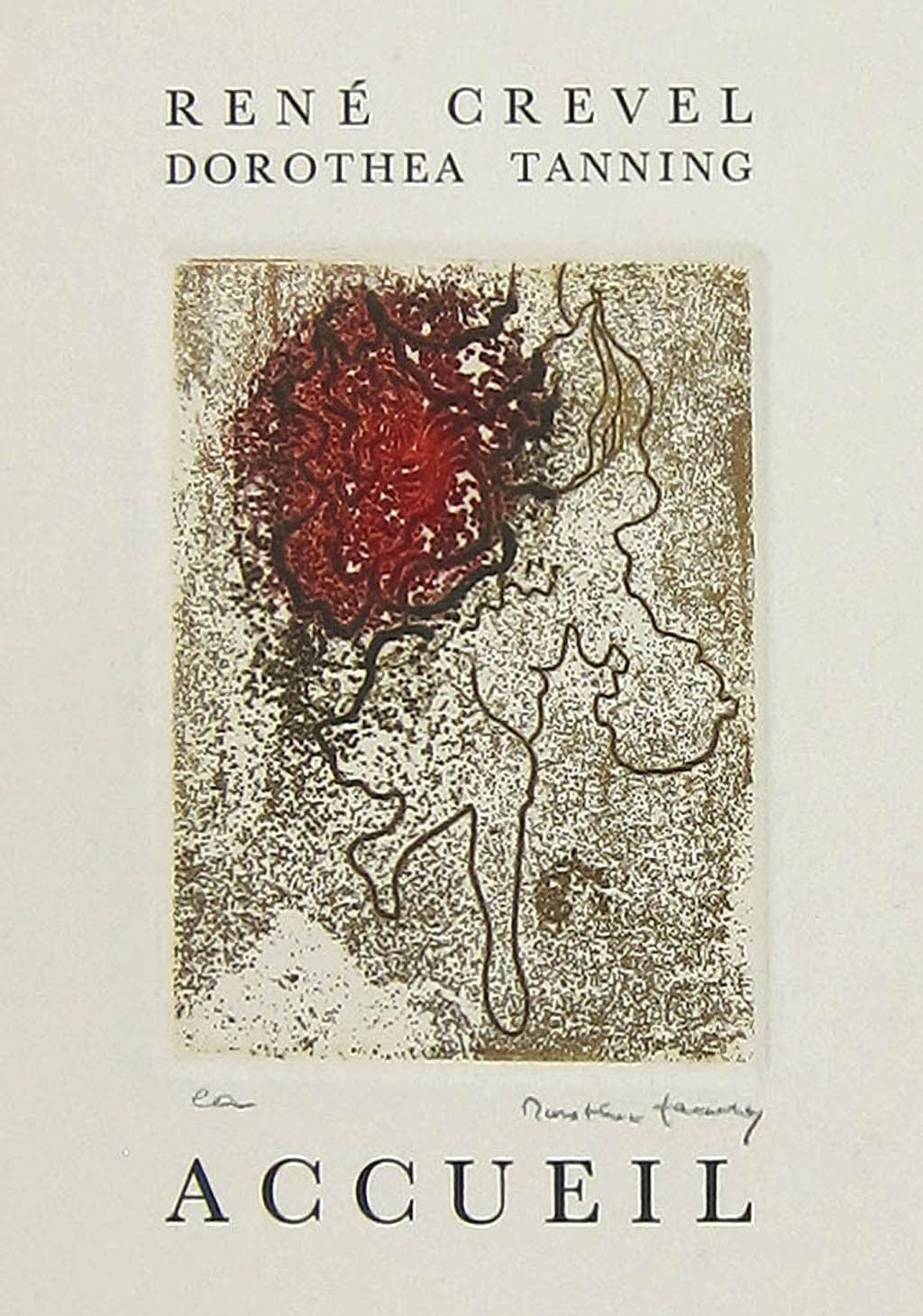 Dorothea Tanning - Cover for Accueil - 1958 color etching